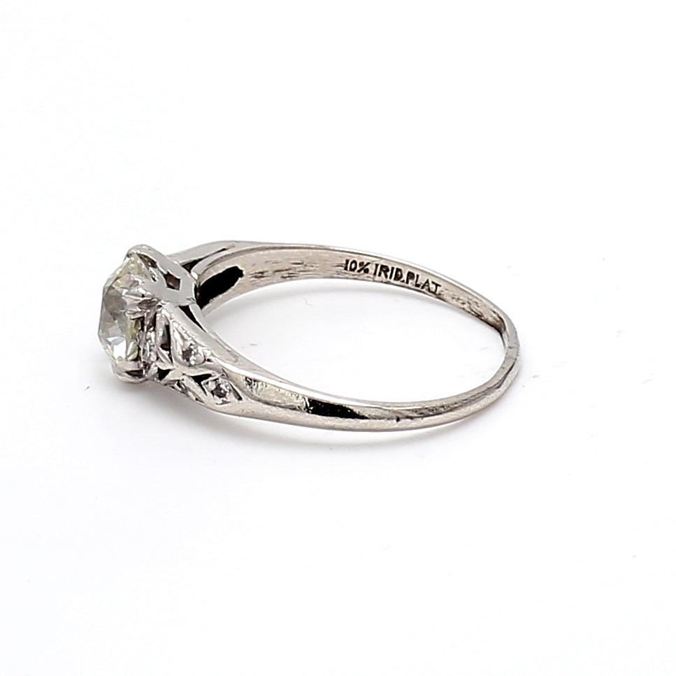 1.25 Carat Old European Cut K SI2 Diamond Platinum Engagement Ring