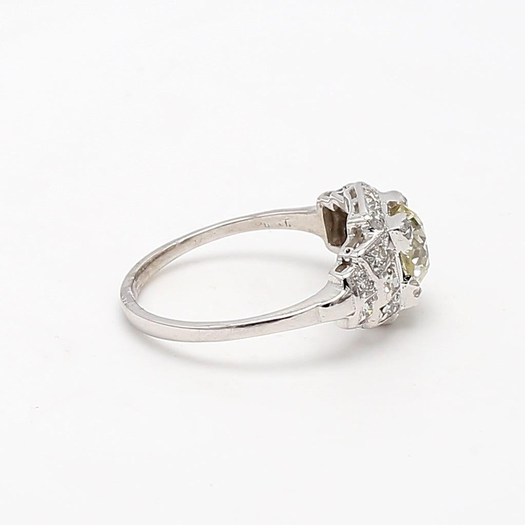 1.26 Carat Old European Cut O-P K-L VS Diamond Platinum Art Deco Ring