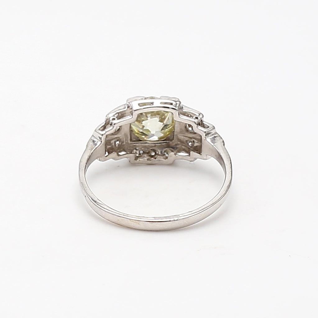 1.26 Carat Old European Cut O-P K-L VS Diamond Platinum Art Deco Ring