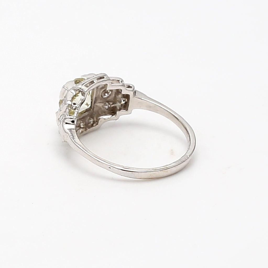 1.26 Carat Old European Cut O-P K-L VS Diamond Platinum Art Deco Ring