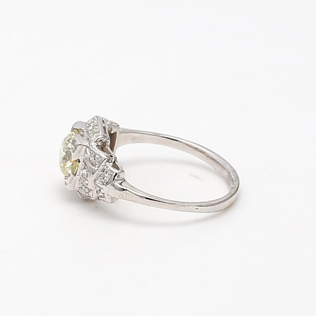 1.26 Carat Old European Cut O-P K-L VS Diamond Platinum Art Deco Ring