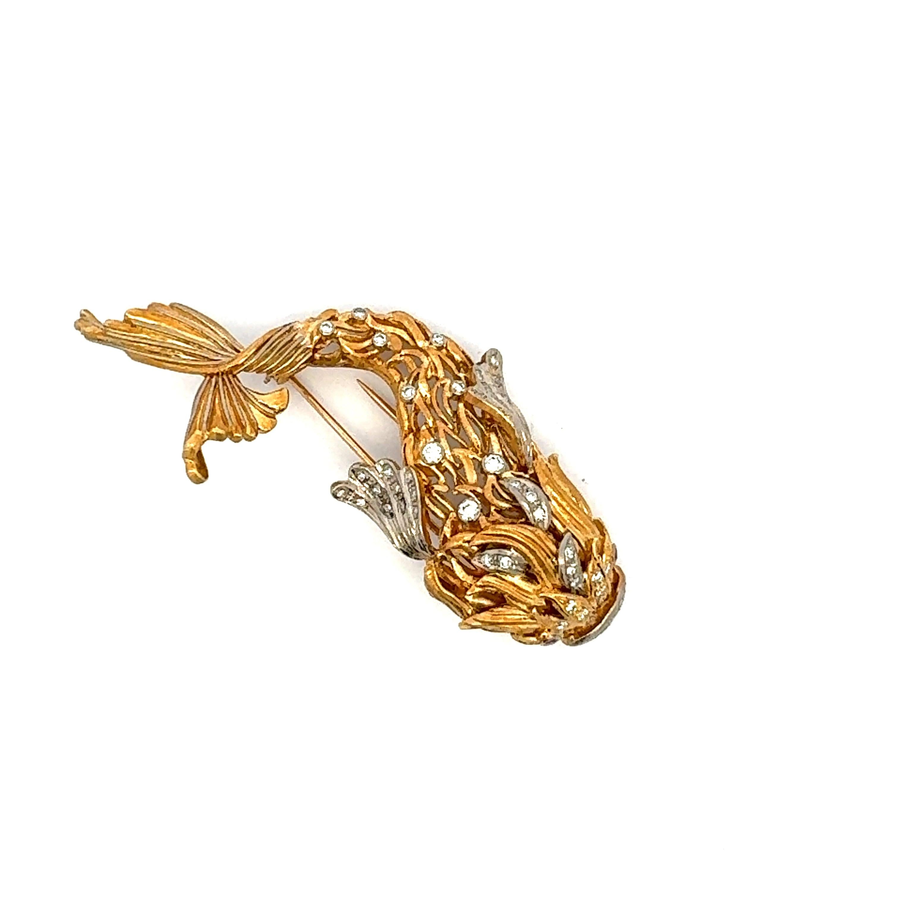 1.35 Carat Round Brilliant G VS1 Diamond 18 Karat Yellow Gold Pin