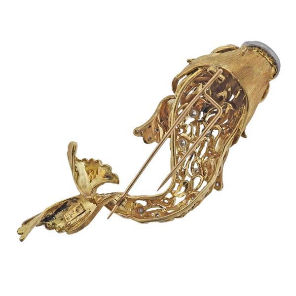 1.35 Carat Round Brilliant G VS1 Diamond 18 Karat Yellow Gold Pin