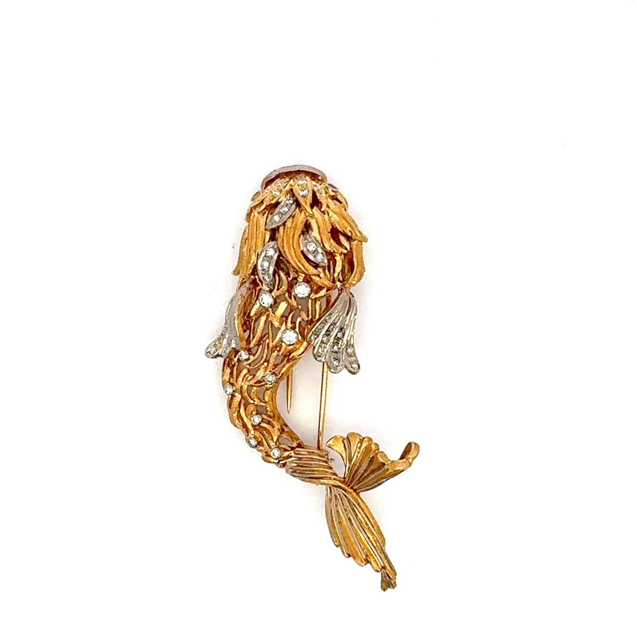 1.35 Carat Round Brilliant G VS1 Diamond 18 Karat Yellow Gold Pin