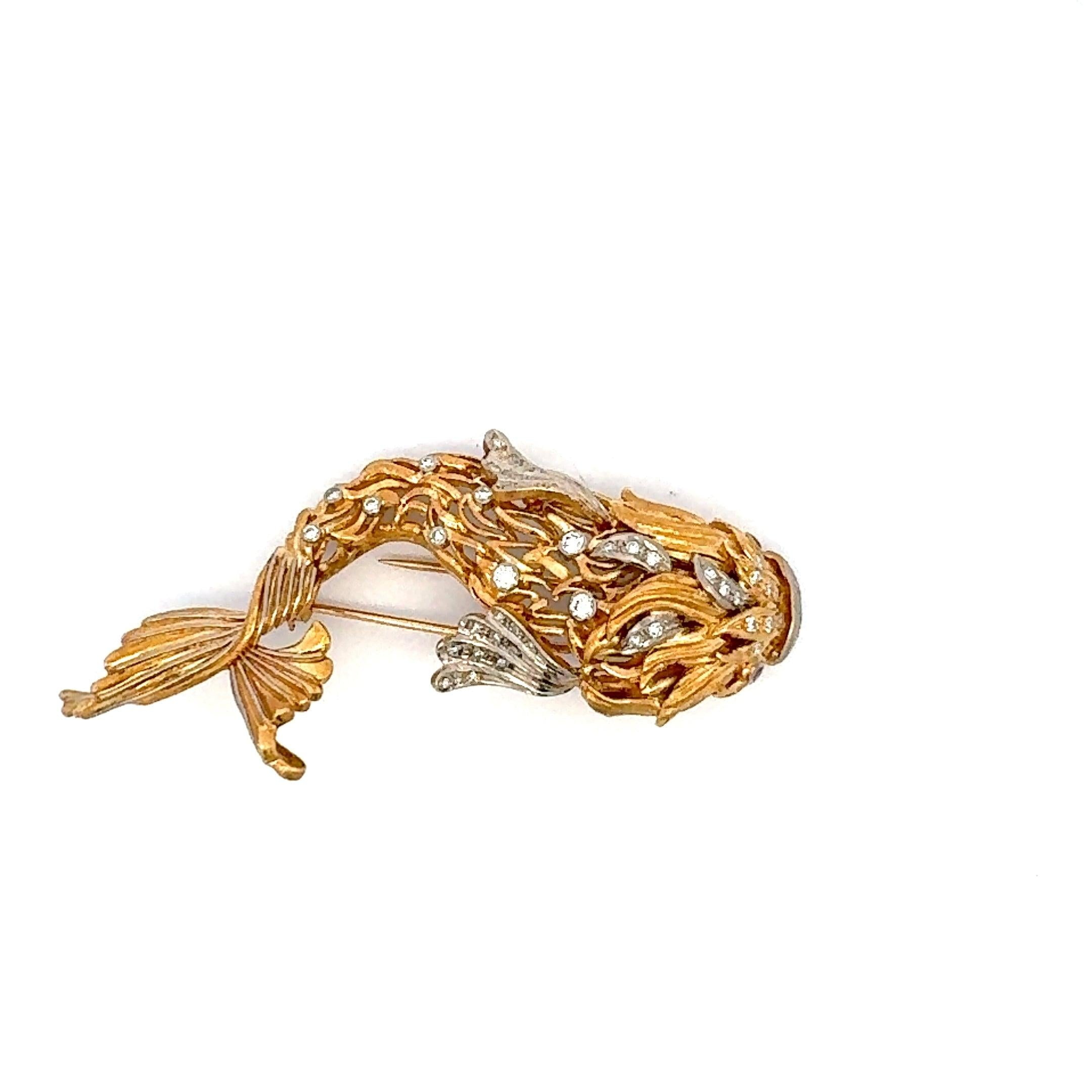 1.35 Carat Round Brilliant G VS1 Diamond 18 Karat Yellow Gold Pin