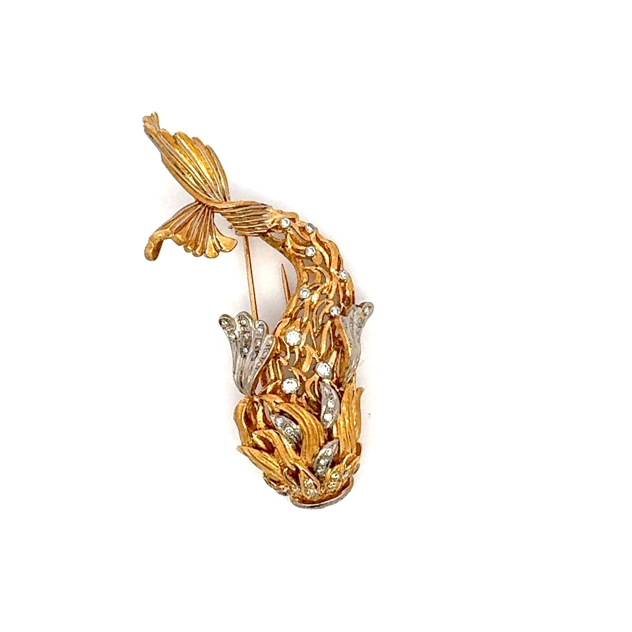 1.35 Carat Round Brilliant G VS1 Diamond 18 Karat Yellow Gold Pin