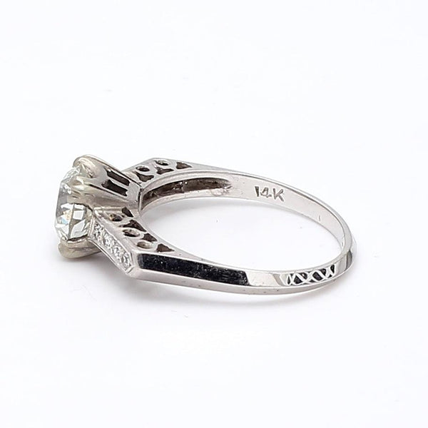 1.36 Carat Circular Brilliant Cut Diamond 14 Karat White Gold Engagement Ring