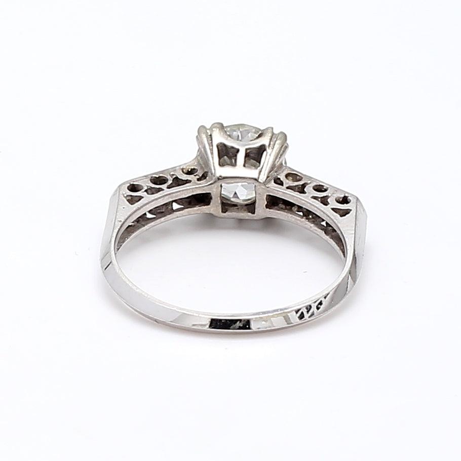 1.36 Carat Circular Brilliant Cut Diamond 14 Karat White Gold Engagement Ring
