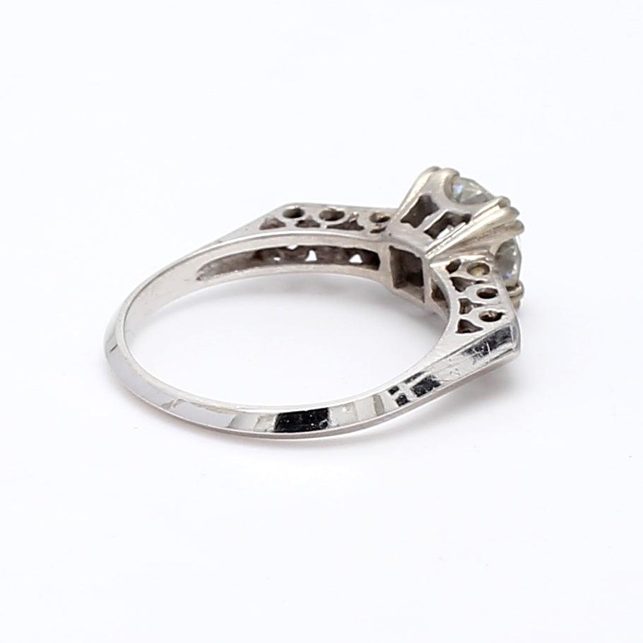 1.36 Carat Circular Brilliant Cut Diamond 14 Karat White Gold Engagement Ring