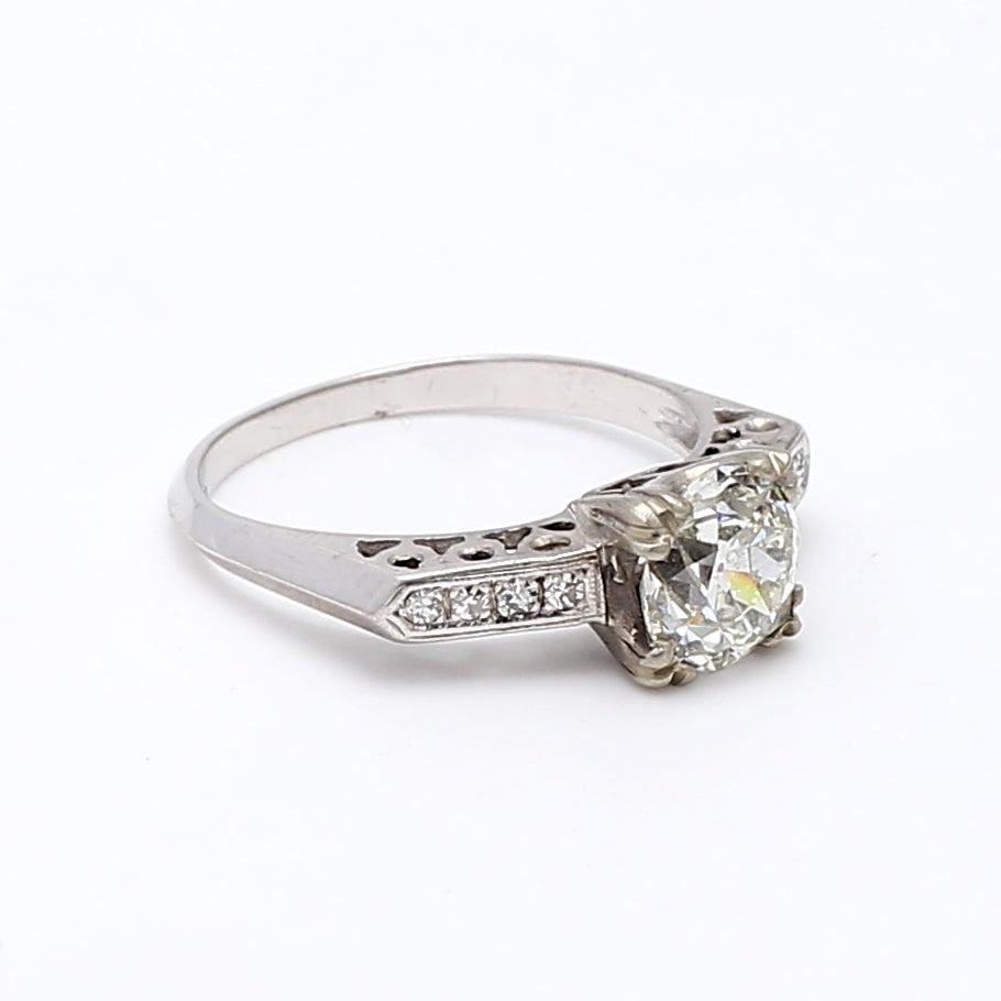 1.36 Carat Circular Brilliant Cut Diamond 14 Karat White Gold Engagement Ring