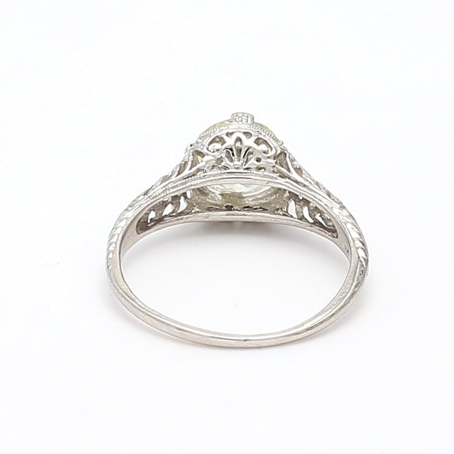 1.36 Carat Circular Brilliant Cut Shape N-I1 Diamond Platinum Wedding Ring