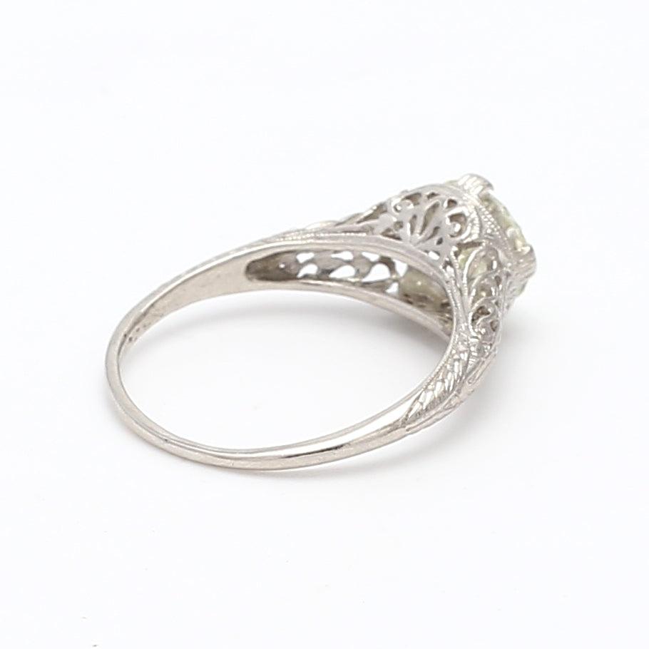 1.36 Carat Circular Brilliant Cut Shape N-I1 Diamond Platinum Wedding Ring