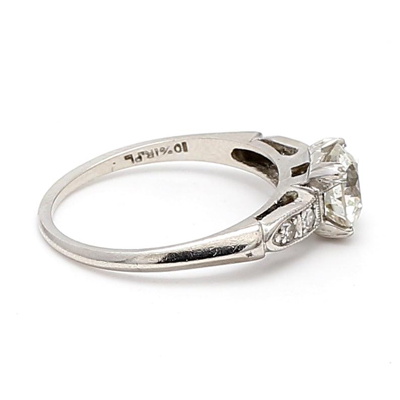 1.39 Carat Old European Cut K-I1 Diamond Platinum Engagement Ring