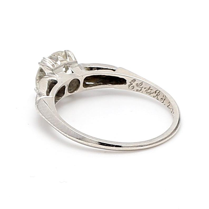1.39 Carat Old European Cut K-I1 Diamond Platinum Engagement Ring