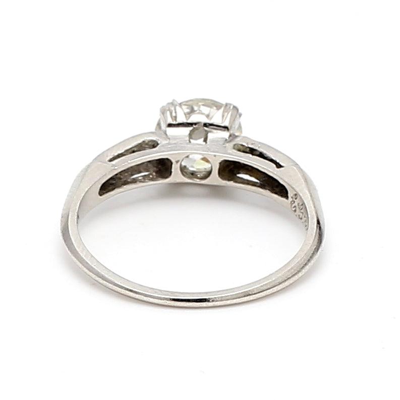 1.39 Carat Old European Cut K-I1 Diamond Platinum Engagement Ring