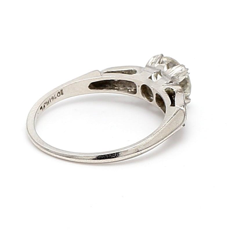 1.39 Carat Old European Cut K-I1 Diamond Platinum Engagement Ring