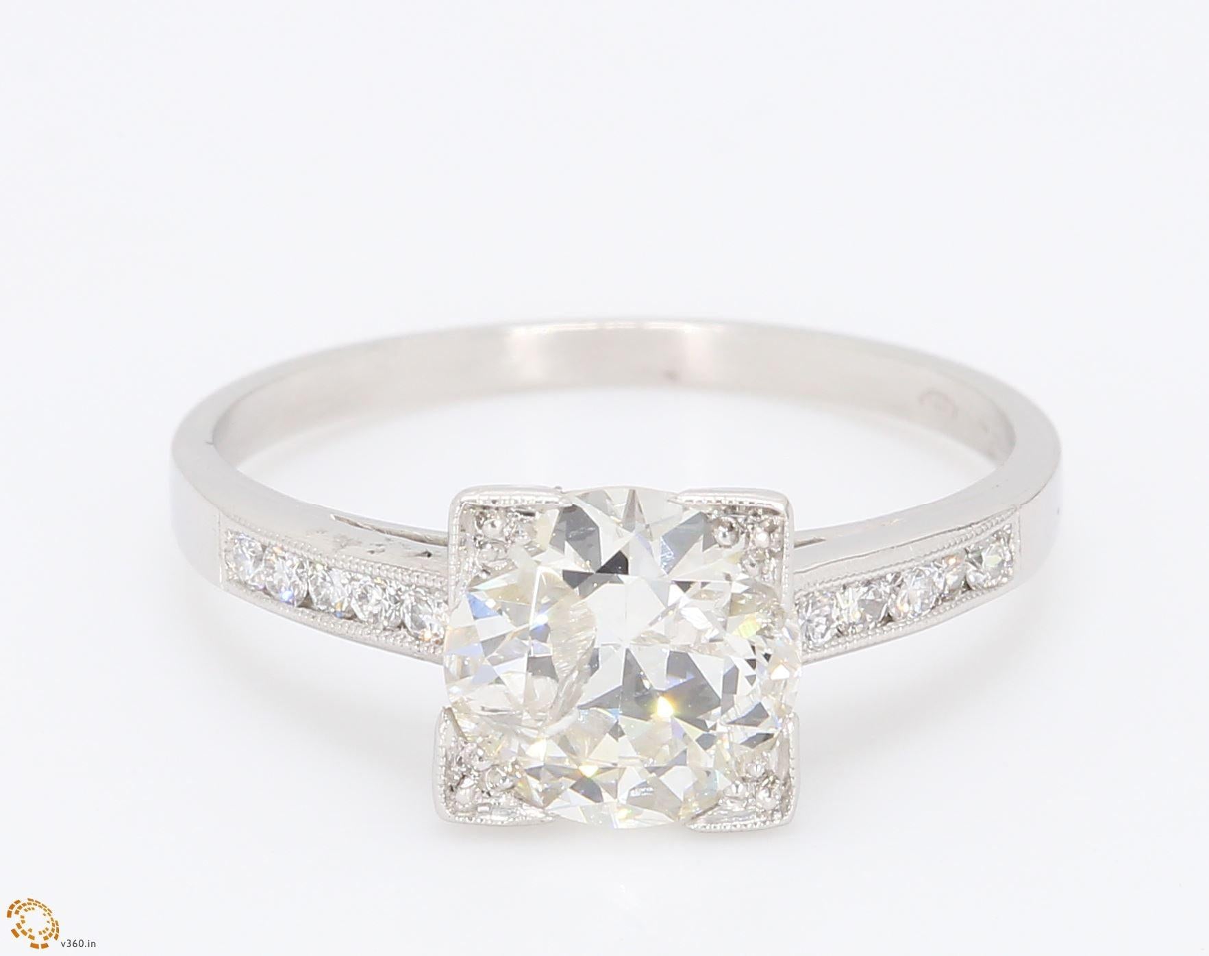 1.40 Carat Round Brilliant G-I1 Diamond Platinum Engagement Ring