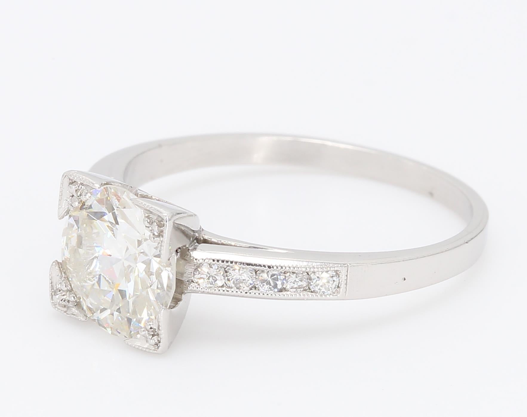 1.40 Carat Round Brilliant G-I1 Diamond Platinum Engagement Ring