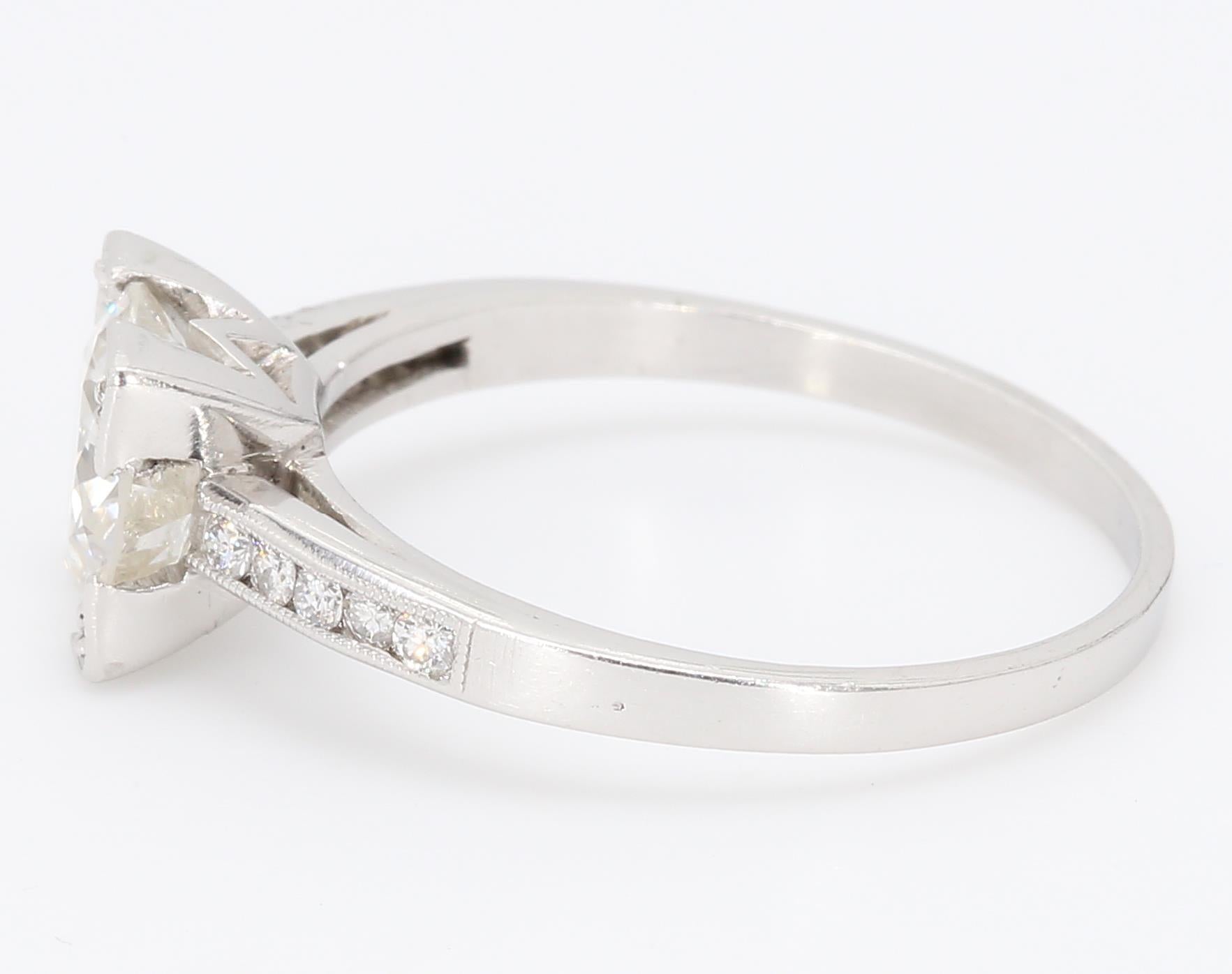 1.40 Carat Round Brilliant G-I1 Diamond Platinum Engagement Ring