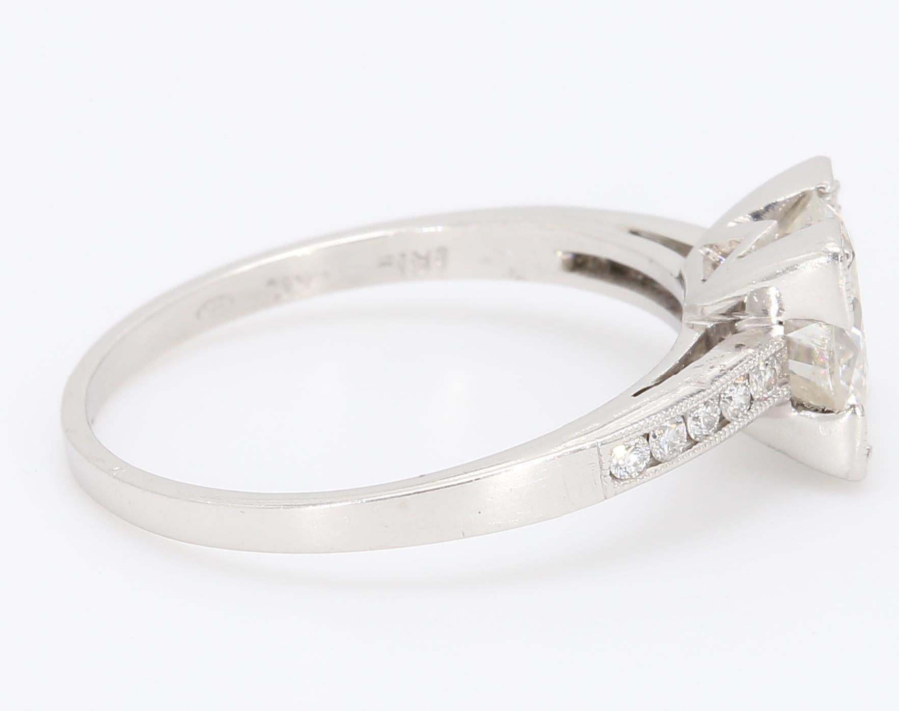 1.40 Carat Round Brilliant G-I1 Diamond Platinum Engagement Ring