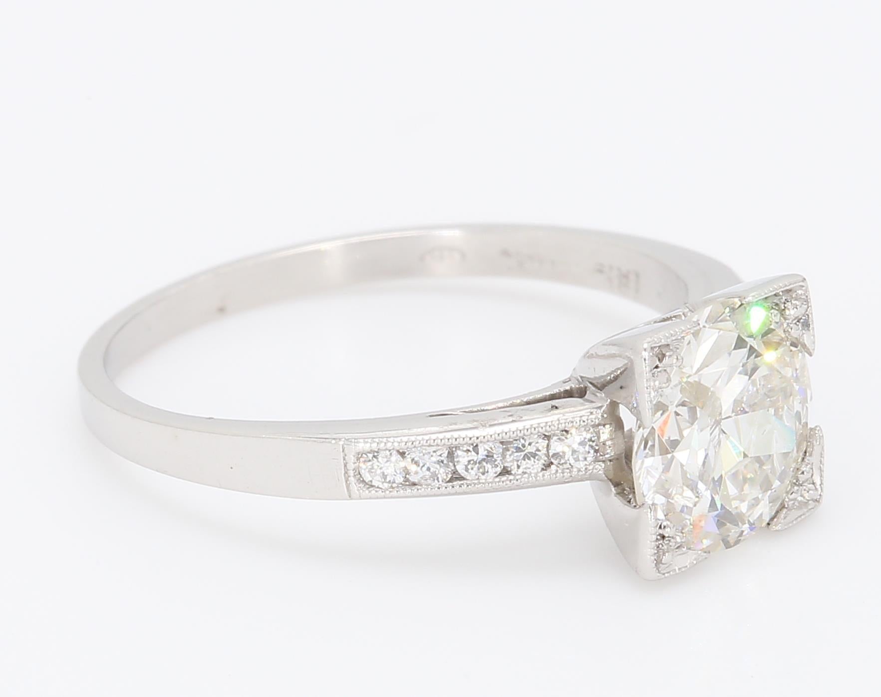 1.40 Carat Round Brilliant G-I1 Diamond Platinum Engagement Ring