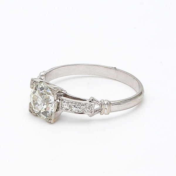 1.40 Carat Old European Cut Shape K-SI1 Diamond Platinum Engagement Ring