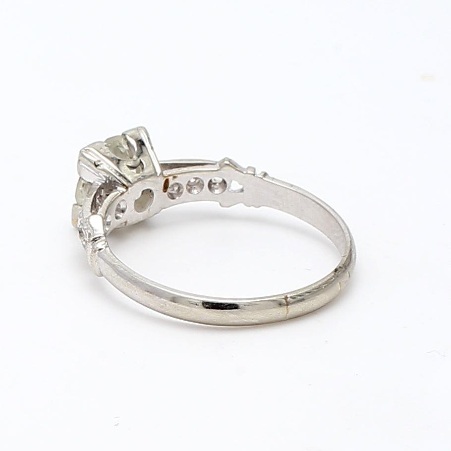 1.40 Carat Old European Cut Shape K-SI1 Diamond Platinum Engagement Ring