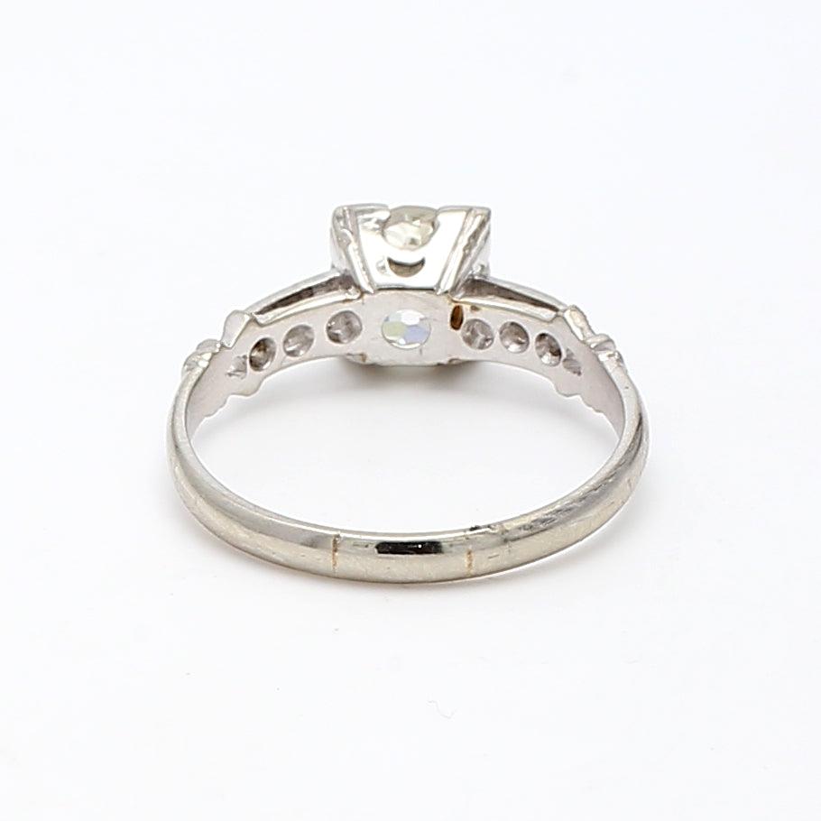 1.40 Carat Old European Cut Shape K-SI1 Diamond Platinum Engagement Ring