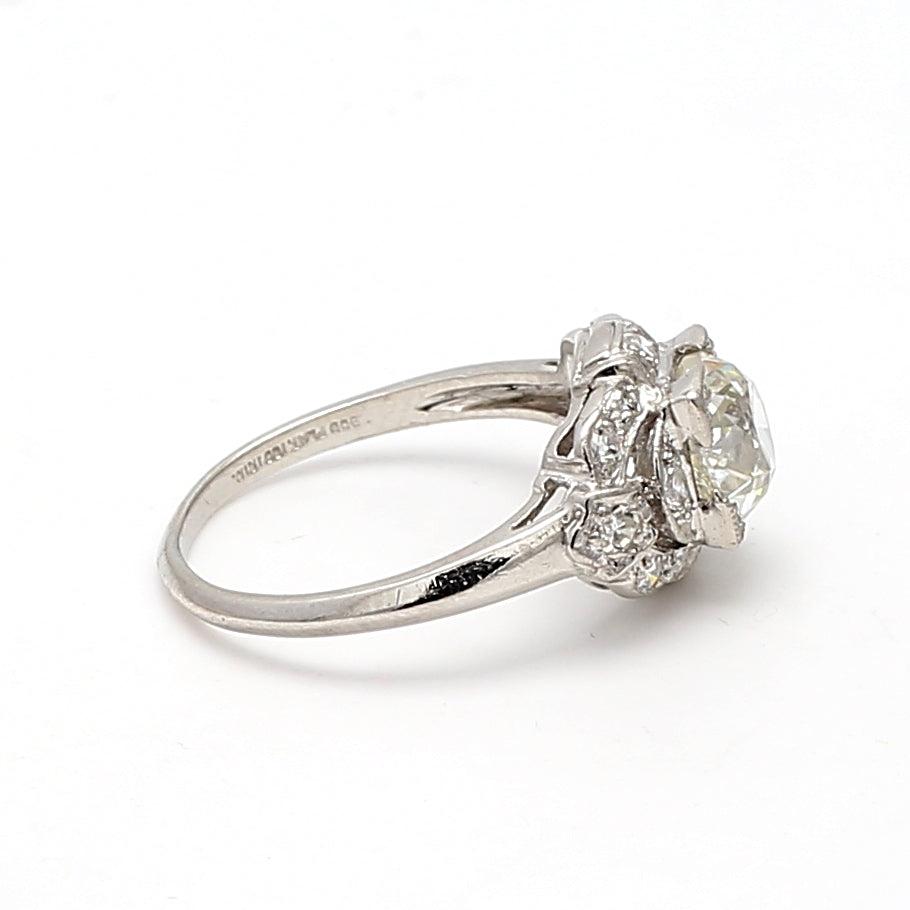 1.42 Carat Old European Cut K-VS1 Diamond Platinum Wedding Ring