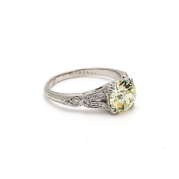 1.42 Carat Old European Cut W I1 Diamond Platinum Wedding Ring