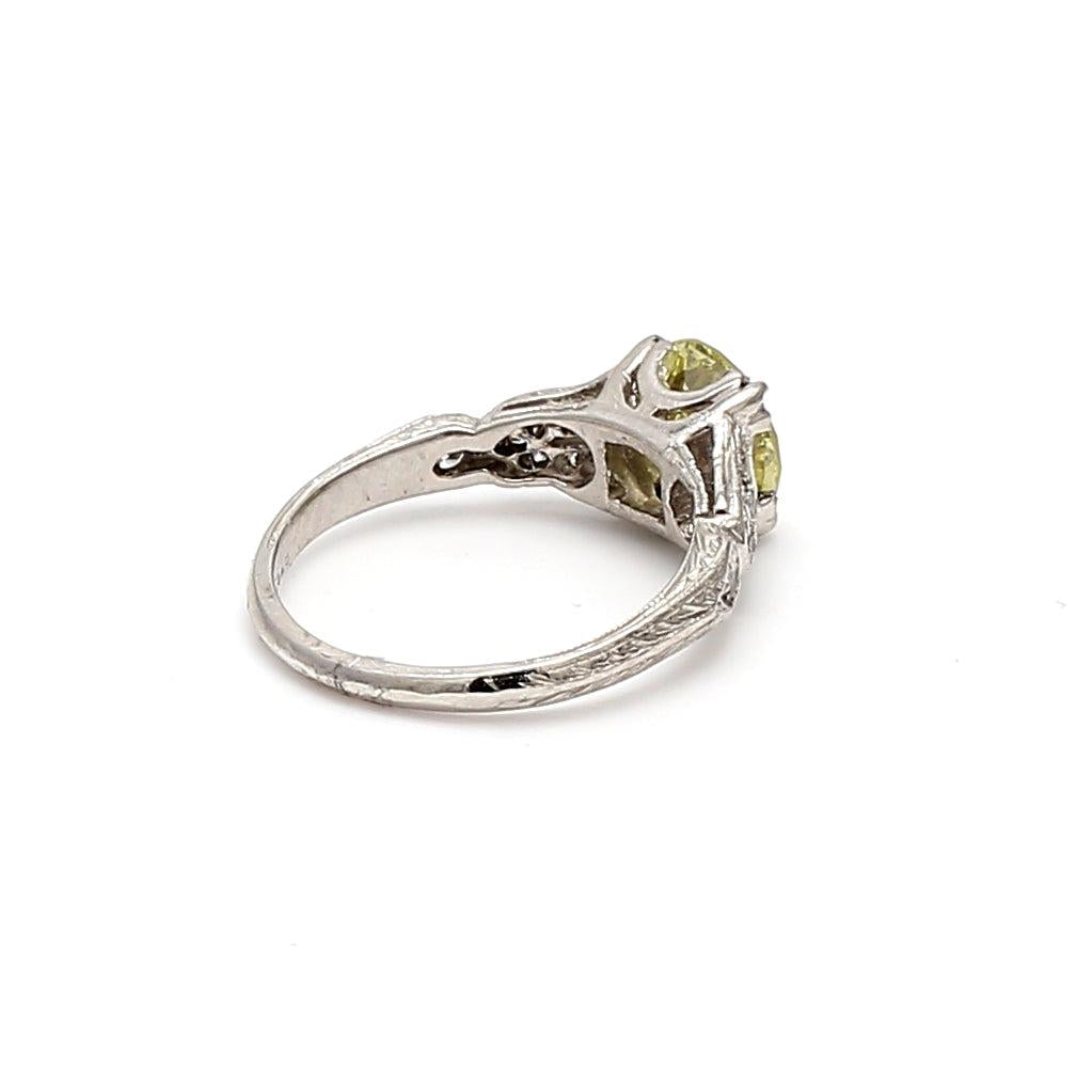 1.42 Carat Old European Cut W I1 Diamond Platinum Wedding Ring