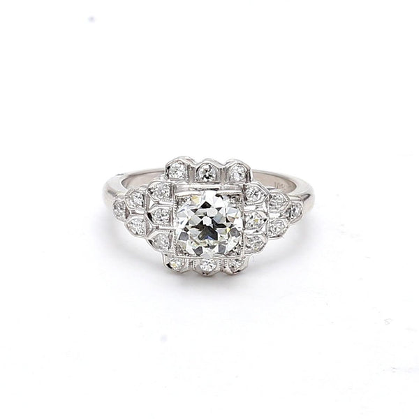 1.44 Carat Old European Cut I VVS1 Diamond Platinum Art Deco Ring
