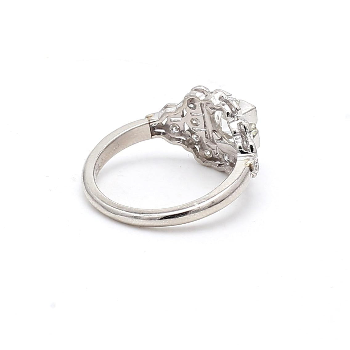 1.44 Carat Old European Cut I VVS1 Diamond Platinum Art Deco Ring