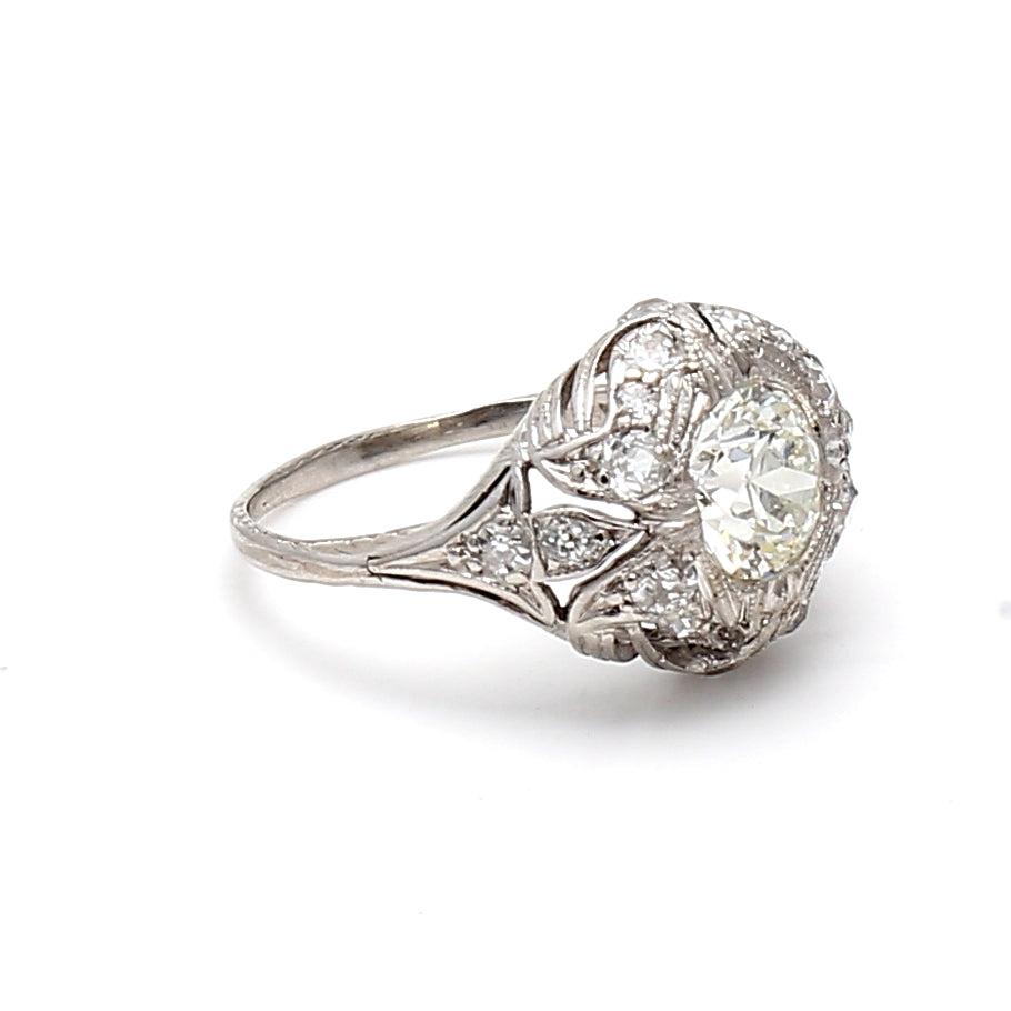 1.44 Carat Round Brilliant J VS1 and Diamond Platinum Wedding Ring