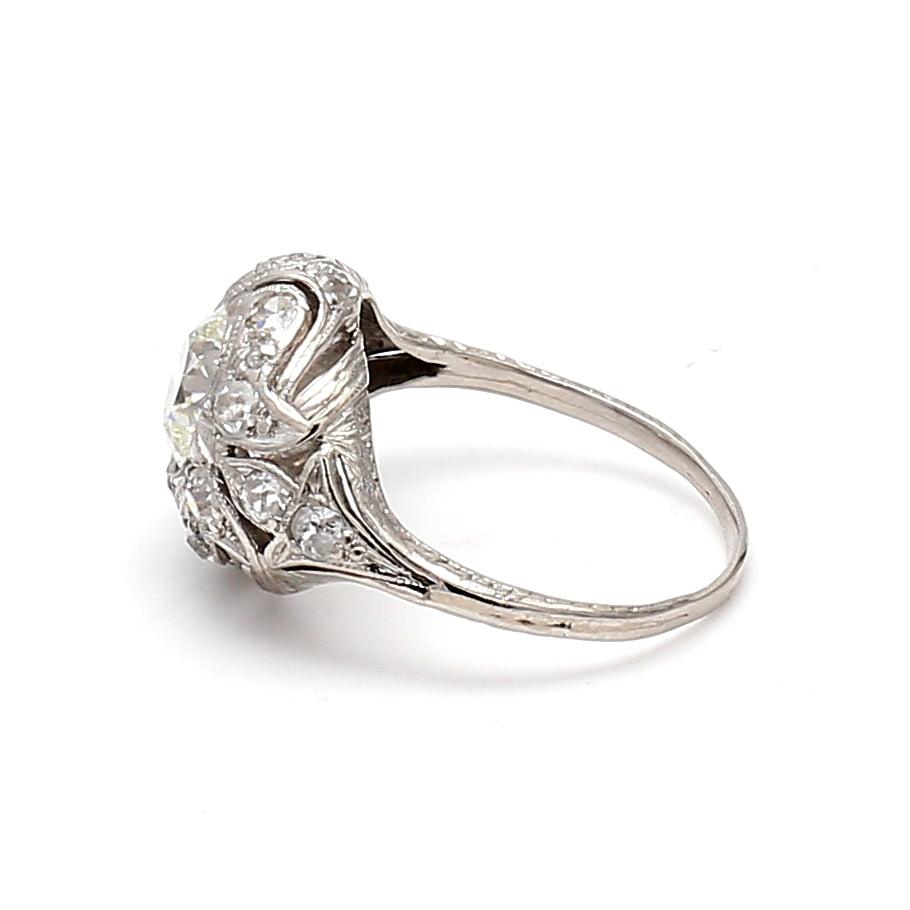 1.44 Carat Round Brilliant J VS1 and Diamond Platinum Wedding Ring