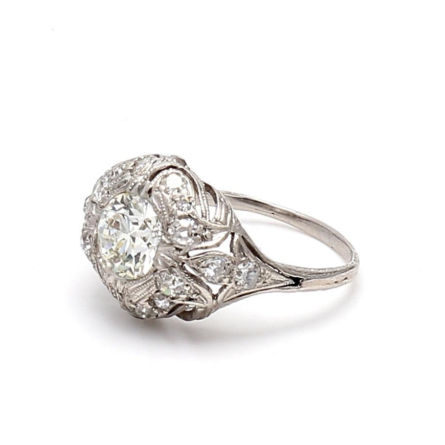 1.44 Carat Round Brilliant J VS1 and Diamond Platinum Wedding Ring