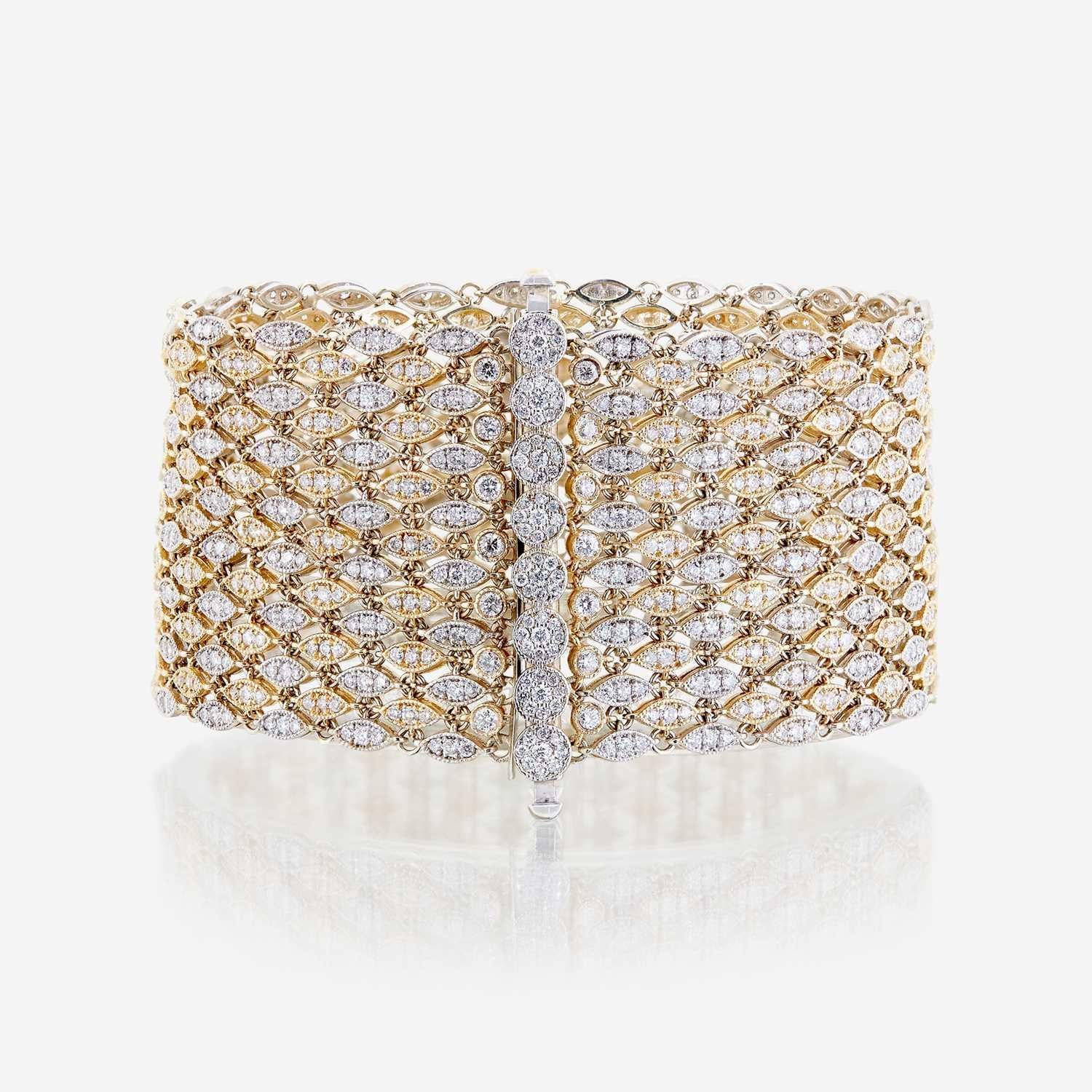 15.00 Carat Round Brilliant G VS1 Diamond Gold Link Bracelet