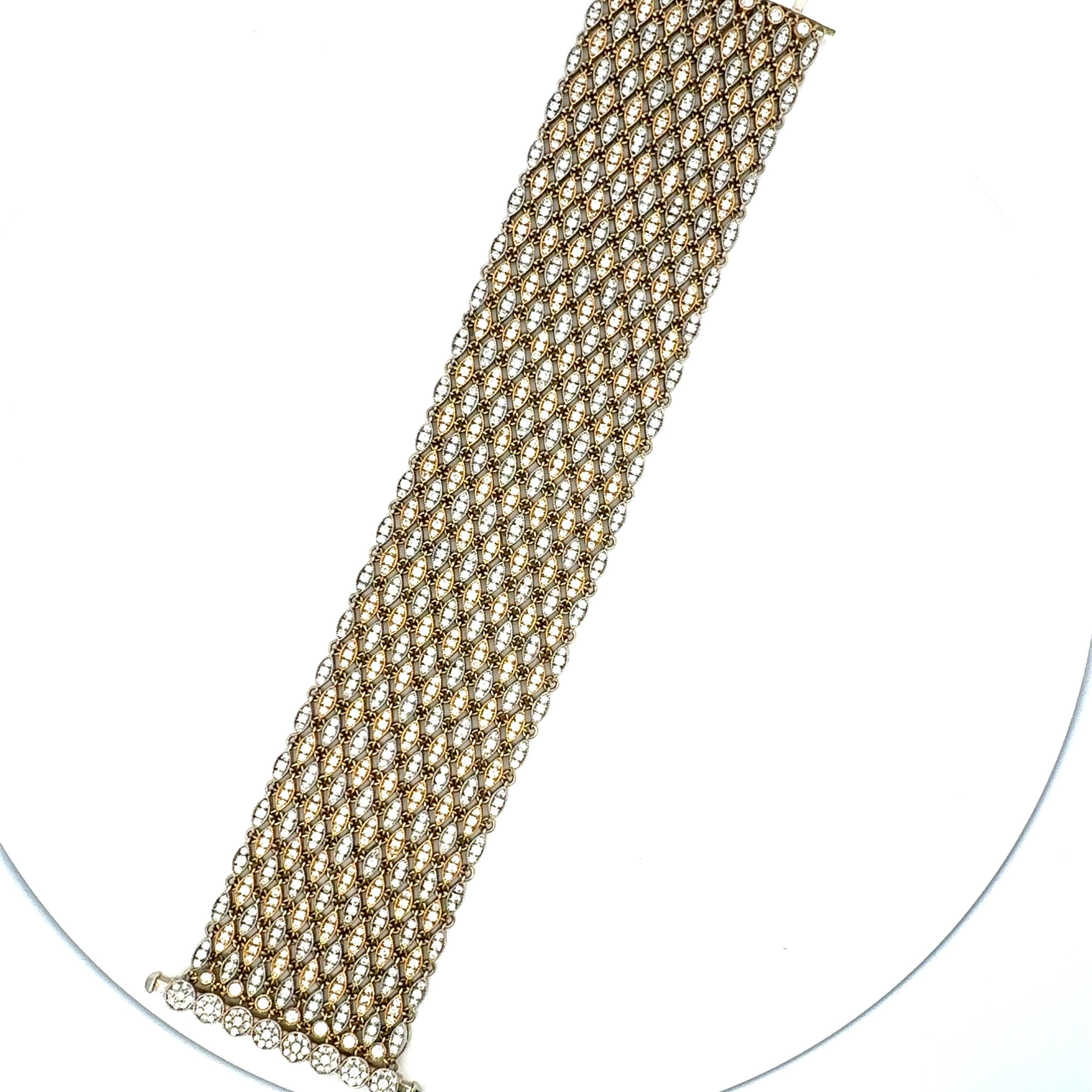 15.00 Carat Round Brilliant G VS1 Diamond Gold Link Bracelet