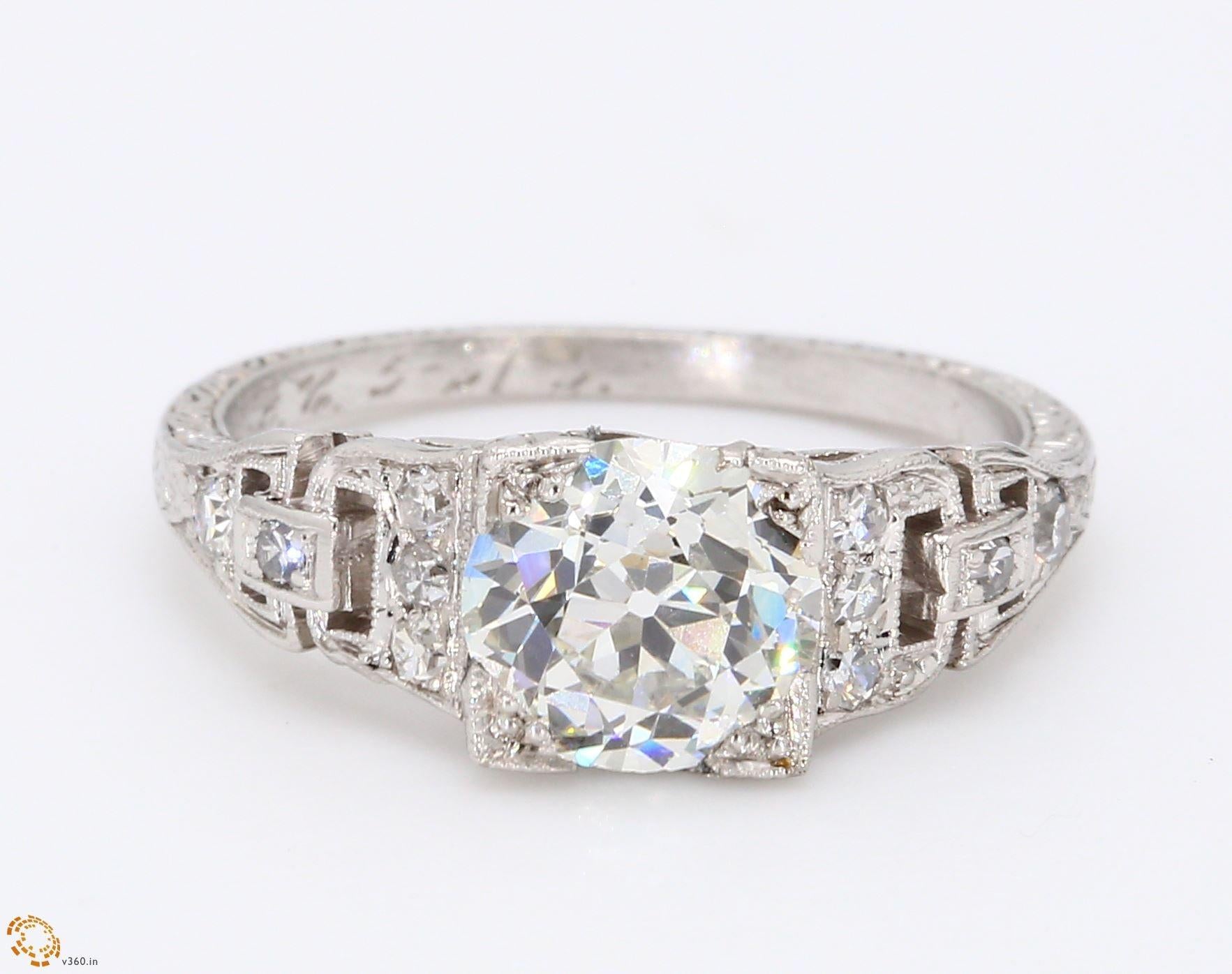 1.50 Carat Old European Cut Shape I-VS2 Diamond Gold Engagement Ring