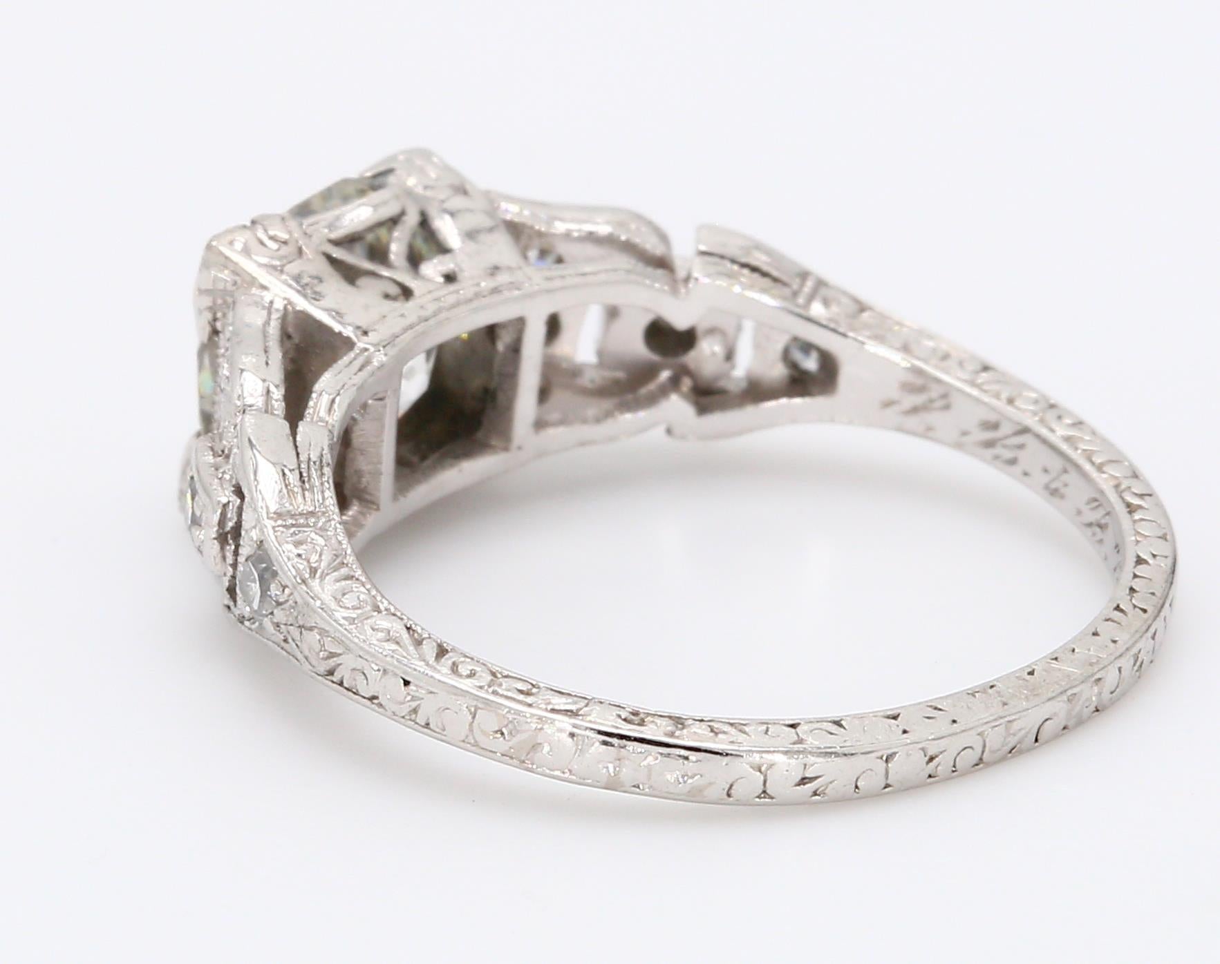 1.50 Carat Old European Cut Shape I-VS2 Diamond Gold Engagement Ring