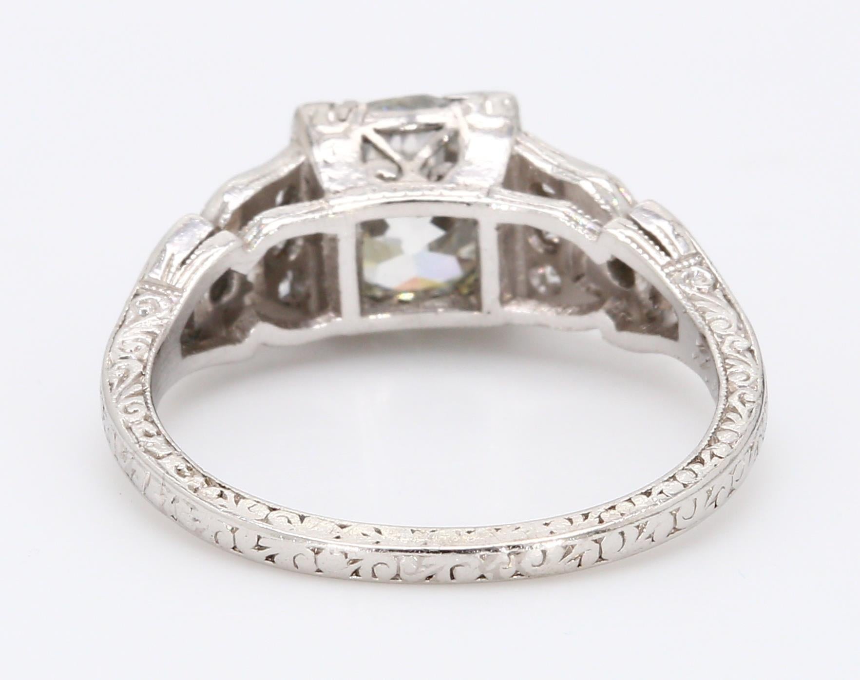 1.50 Carat Old European Cut Shape I-VS2 Diamond Gold Engagement Ring
