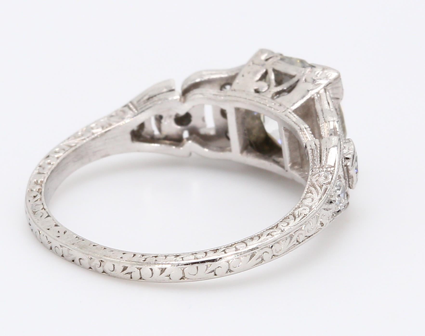 1.50 Carat Old European Cut Shape I-VS2 Diamond Gold Engagement Ring