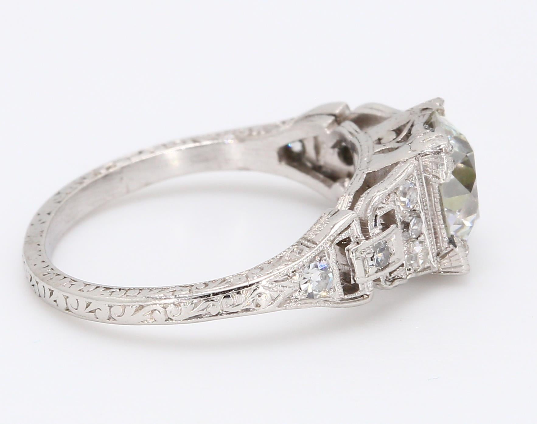 1.50 Carat Old European Cut Shape I-VS2 Diamond Gold Engagement Ring
