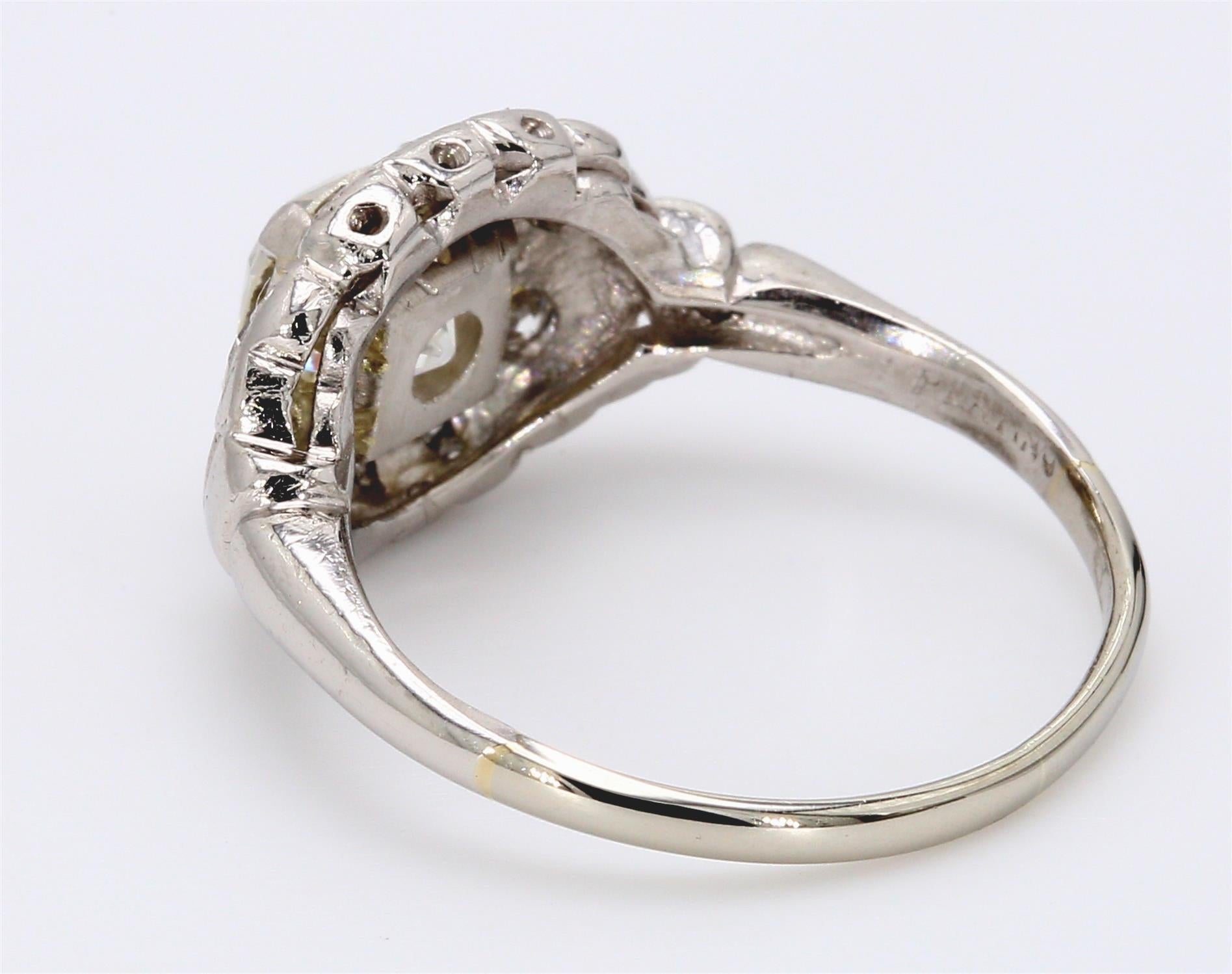1.50 Carat Old European Cut Shape J-SI2 Diamond Platinum Wedding Ring