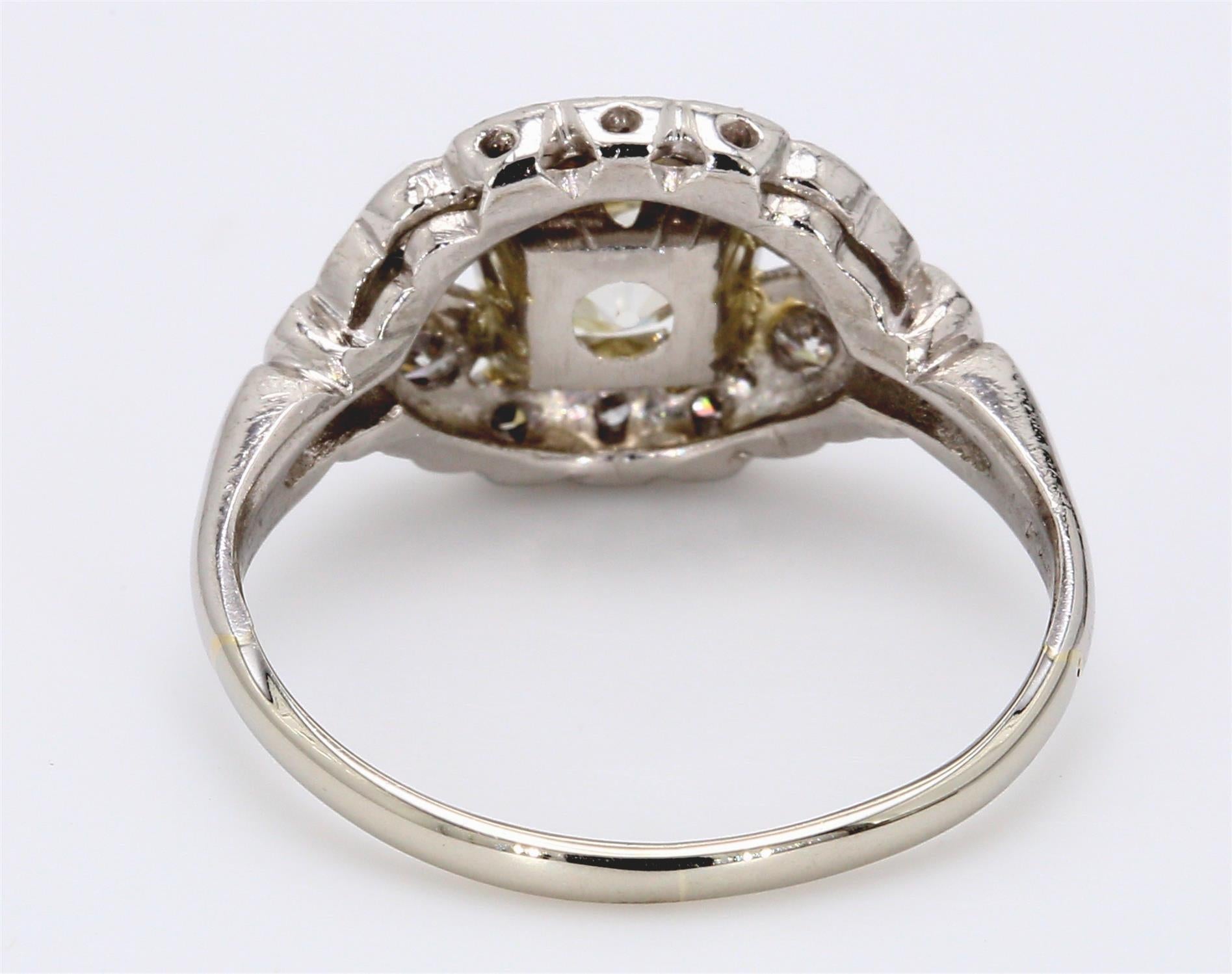 1.50 Carat Old European Cut Shape J-SI2 Diamond Platinum Wedding Ring