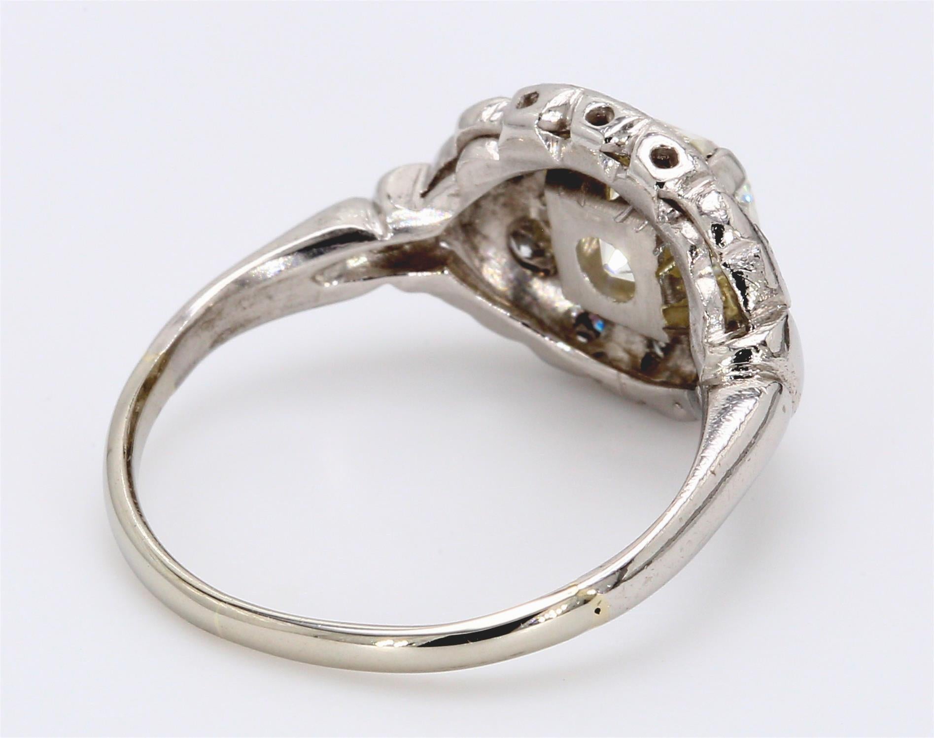 1.50 Carat Old European Cut Shape J-SI2 Diamond Platinum Wedding Ring