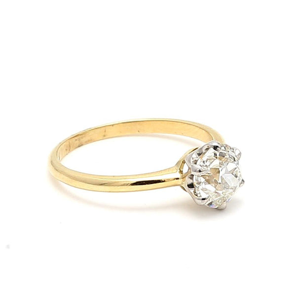 1.52 Carat Old European Cut J VS2 Diamond 18 Karat Yellow Gold Engagement Ring