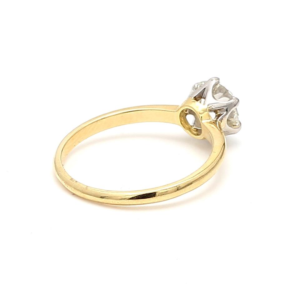 1.52 Carat Old European Cut J VS2 Diamond 18 Karat Yellow Gold Engagement Ring