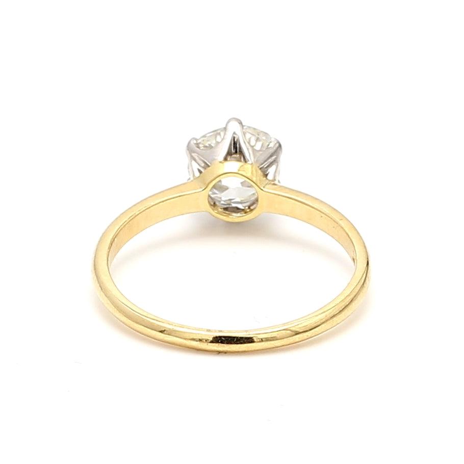 1.52 Carat Old European Cut J VS2 Diamond 18 Karat Yellow Gold Engagement Ring