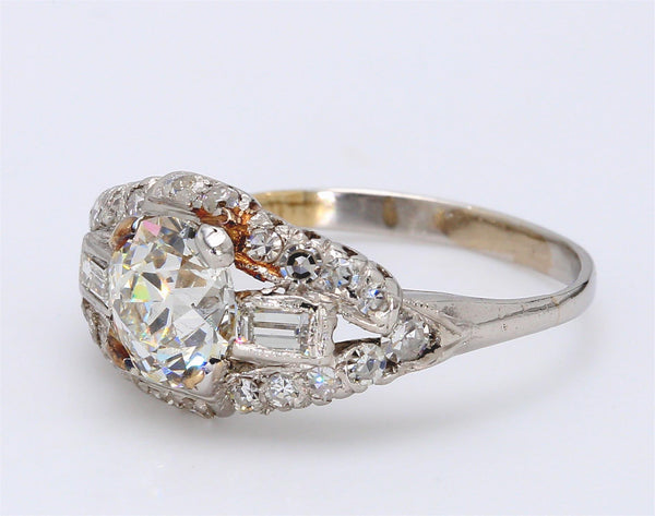1.54 Carat Old European Cut Diamond 18 Karat White Gold Engagement Ring